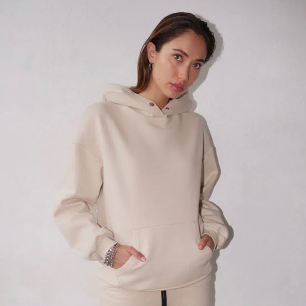 The Range NYC BRUSHED CONTRA TERRY SNAP HOODIE Sz S